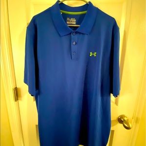 Men’s Under Armour HeatGear loose short sleeved polo shirt, size 2XL, royal blue
